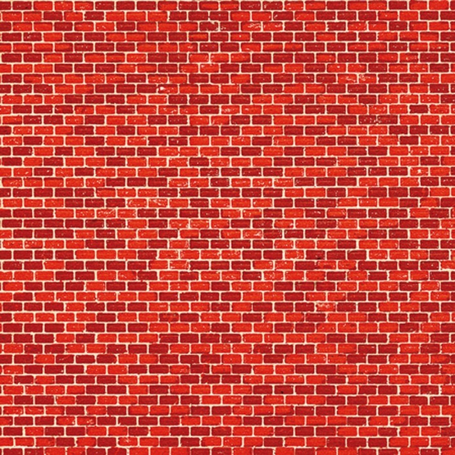 Plaque cartonnée mur brique rouge -HO-1/87-AUHAGEN  50504