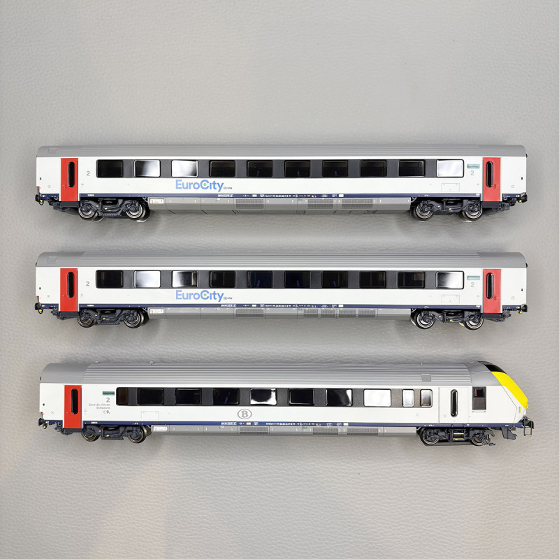 Lsmodels 43559 - Coffret de 3 voitures type I11 dont voiture pilote, Eurocity, Bruxelles - Rotterdam, SNCB/NS