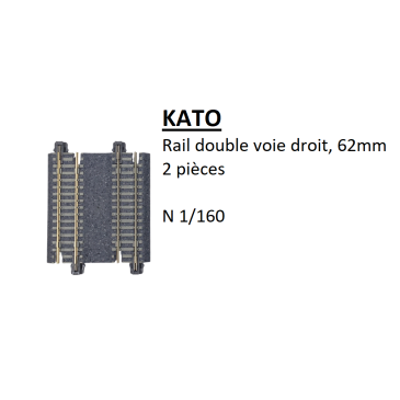 Rail double voie droit, 62 mm, 2 pièces - KATO 20-042 - N 1/160