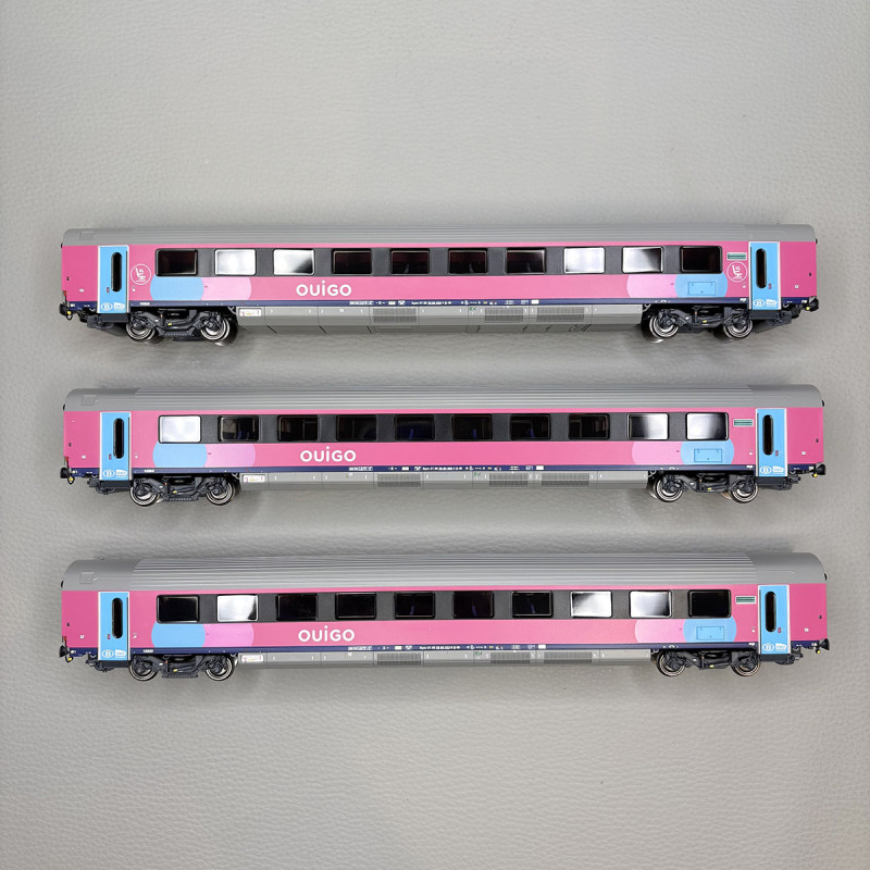 Lsmodels 43058 -Coffret de 3 voitures type I11, Ouigo, Bruxelles - Paris, SNCB