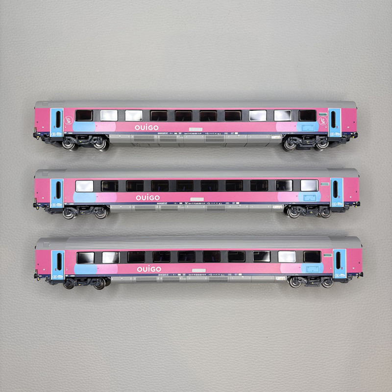 Lsmodels 43558 -Coffret de 3 voitures type I11, Ouigo, Bruxelles - Paris, SNCB