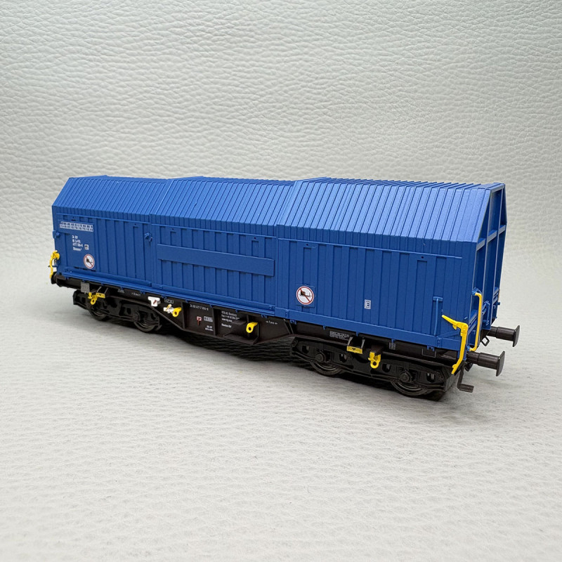 BRAWA 51020 - Wagon à toit télescopique type Shimmns 2, livrée bleue, VTG