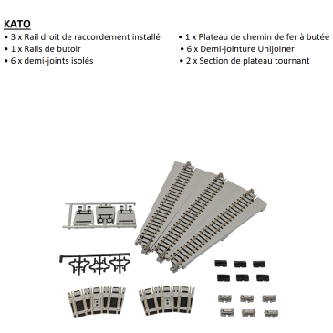 Kit rails d'extension droits pour platine  - KATO 20-285 - N 1/160