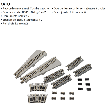 Kit rails d'extension pour platine, courbe gauche et droite - KATO 20-286 - N 1/160