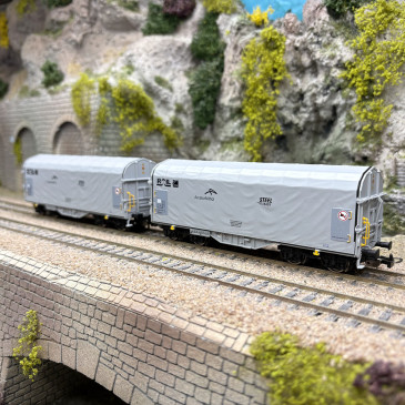 Coffret de 2 wagons bâchés type Shimmns, ATIR Rail / ArcelorMittal, Ep. VI - PIKO 28344 - HO 1/87