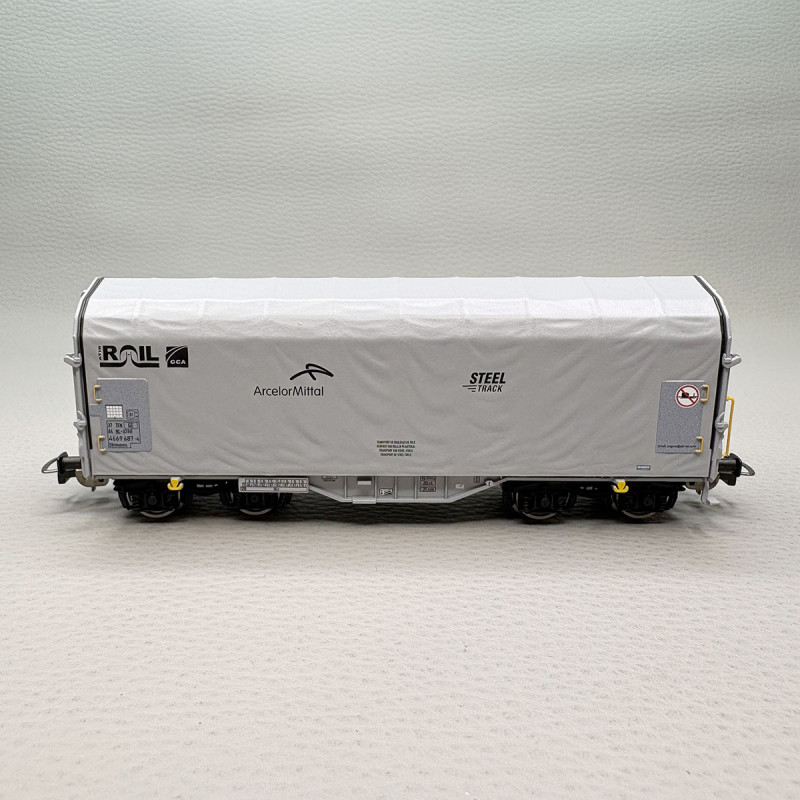 PIKO 28344 - Coffret de 2 wagons bâchés type Shimmns, ATIR Rail / ArcelorMittal