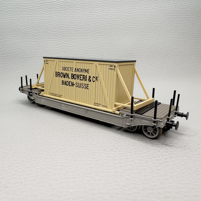 Wagon plat surbaissé Brown Boveri & Cie SBB Époque II HO, Brawa 47915