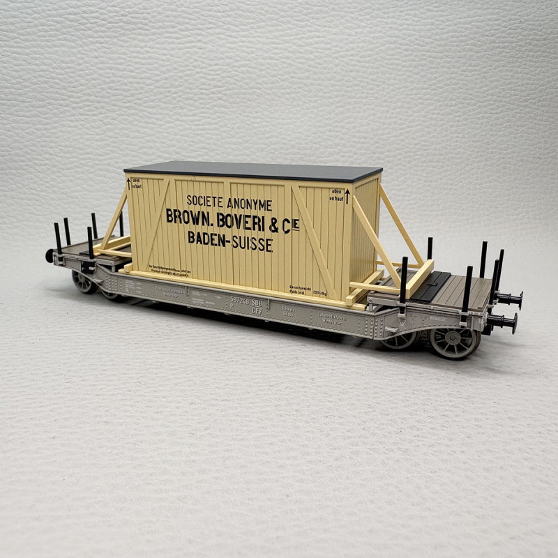 Wagon plat surbaissé Brown Boveri & Cie SBB Époque II HO, Brawa 47915