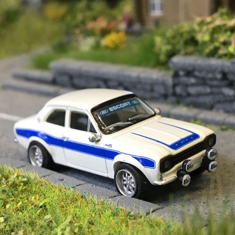 Ford Escort MKI RS 1600, blanc, bleu, 1970 - BREKINA 19070 - HO 1/87