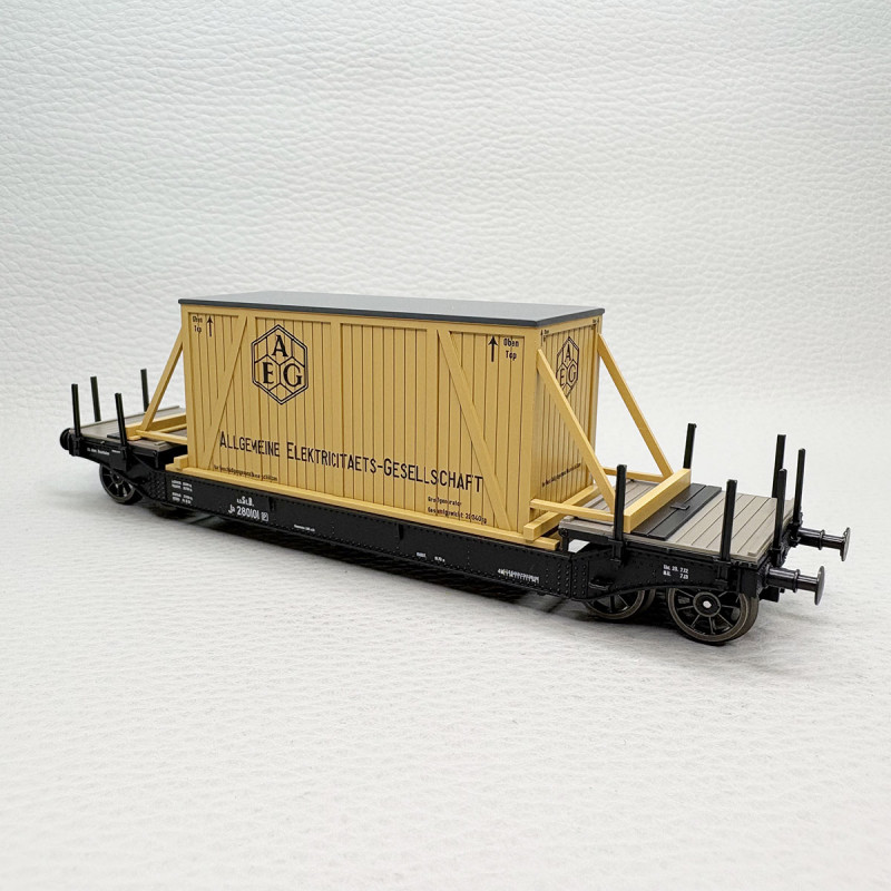 Wagon plat surbaissé Tiefladewagen AEG kkStB Époque I HO, Brawa 47916