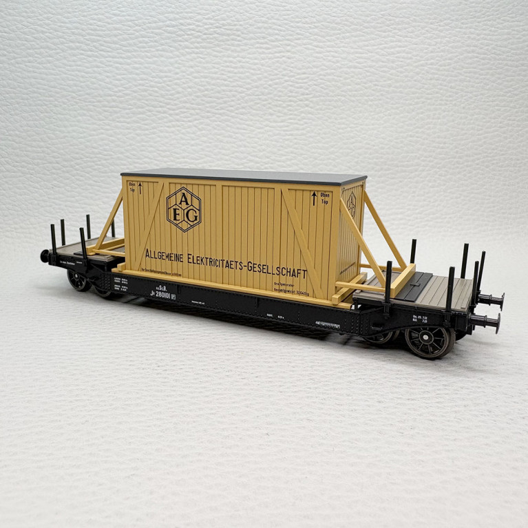 Wagon plat surbaissé Tiefladewagen AEG kkStB Époque I HO, Brawa 47916