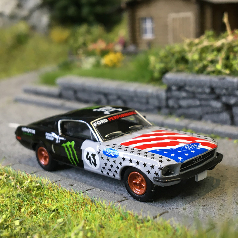 Ford Mustang Fastback, Shelby GT 350, Gymkhana tribute ken block, 1968 - BREKINA 19617 - HO 1/87
