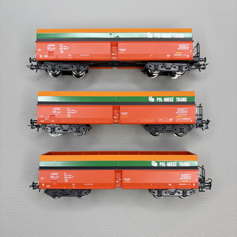 Coffret 3 wagons trémie Fals déchargement automatique Pol-Miedź Trans PMT, Ep. VI - ROCO 6600218 - HO 1/87
