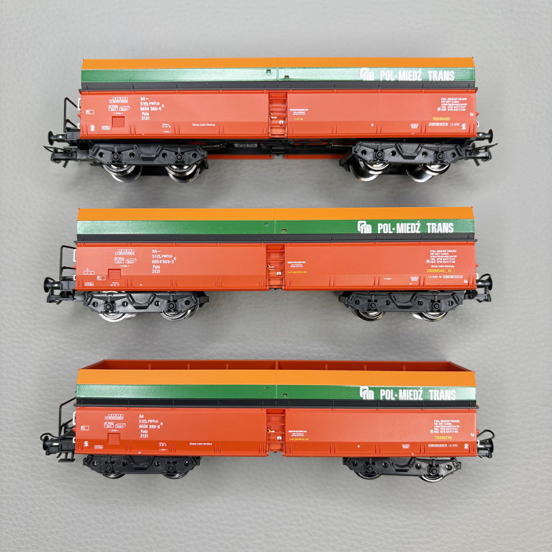 Coffret 3 wagons trémie Fals déchargement automatique Pol-Miedź Trans PMT, Ep. VI - ROCO 6600218 - HO 1/87
