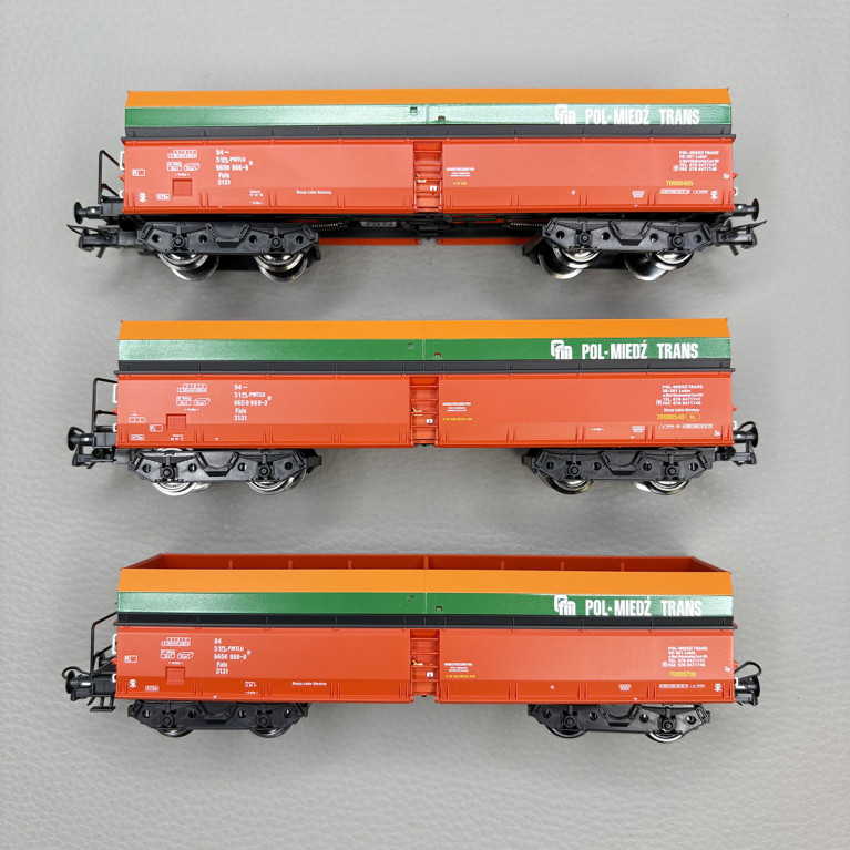 Coffret 3 wagons trémie Fals déchargement automatique Pol-Miedź Trans PMT, Ep. VI - ROCO 6600218 - HO 1/87