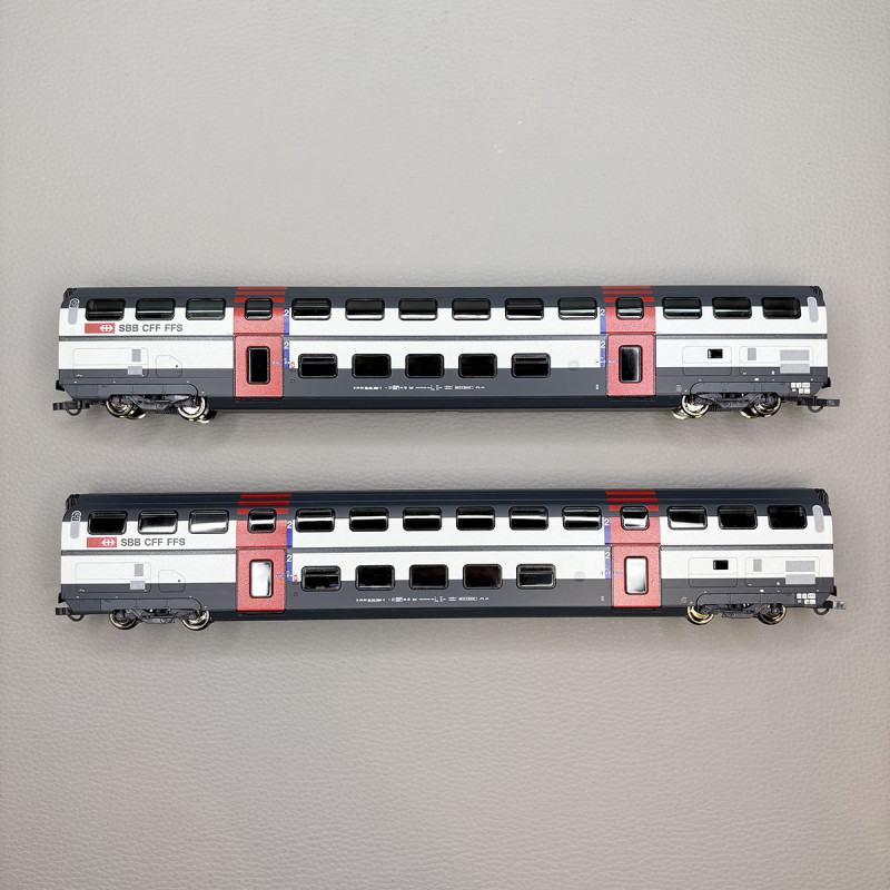 ROCO 6200217 - Coffret 2 voitures deux niveaux 2e classe type B IC2000 SBB CFF, Ep. VI, HO 1/87