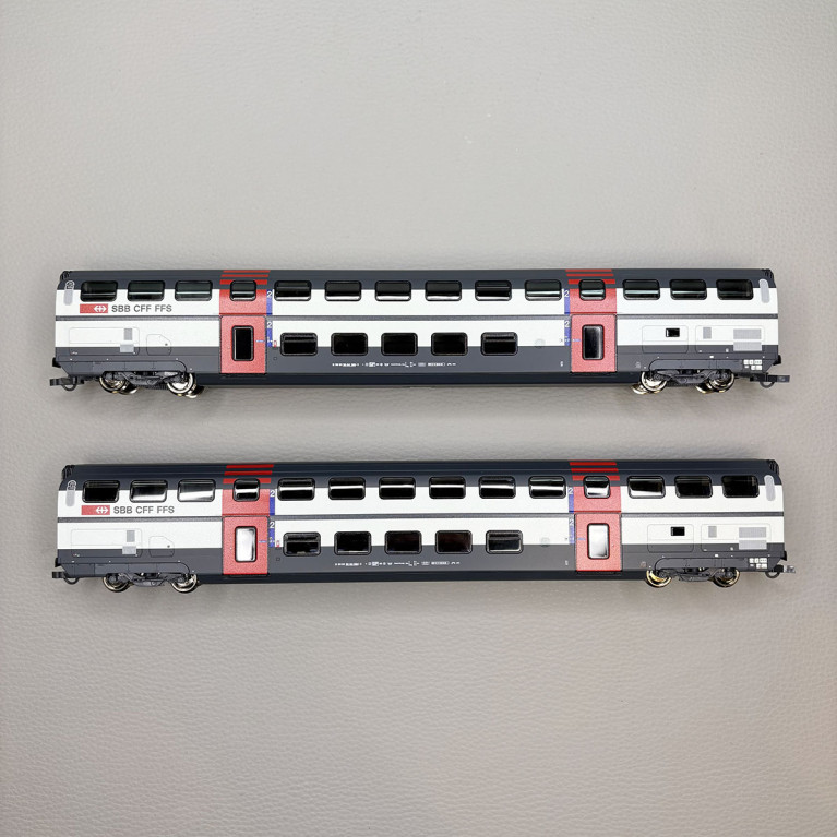 ROCO 6200217 - Coffret 2 voitures deux niveaux 2e classe type B IC2000 SBB CFF, Ep. VI, HO 1/87
