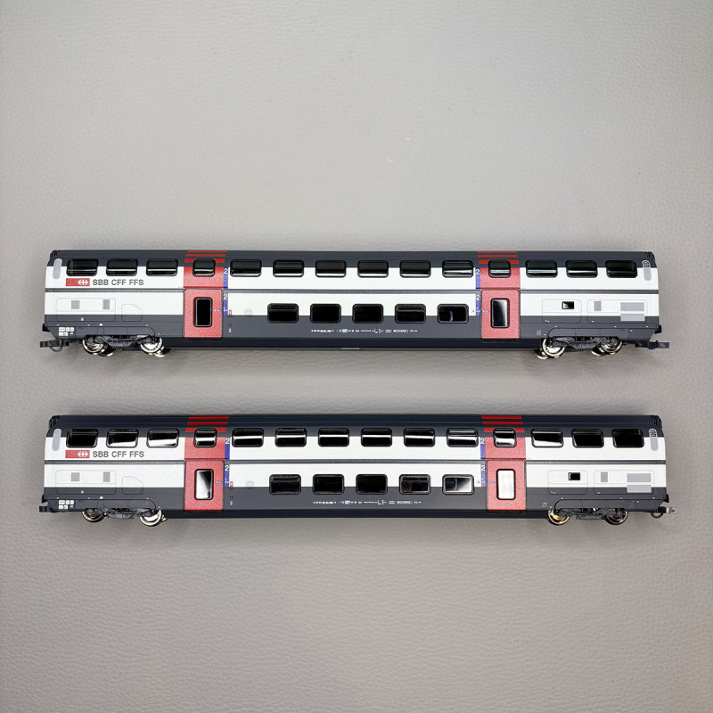 ROCO 6200217 - Coffret 2 voitures deux niveaux 2e classe type B IC2000 SBB CFF, Ep. VI, HO 1/87
