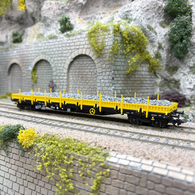 Wagon à bords bas type Res, ranchers pliables, chargement ballast, «On Rail GmbH», Ep. VI - MÄRKLIN 47168 - HO 1/87
