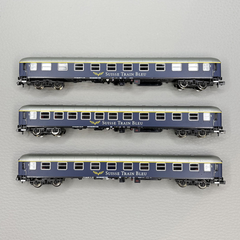 Coffret Set 1 voitures express Am et ABm Suisse Train Bleu compagnie privée, Ep. VI - FLEISCHMANN 6260078 - N 1/160