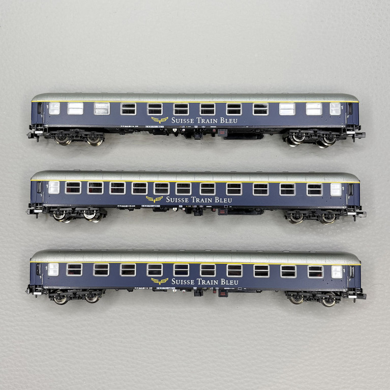 Coffret Set 1 voitures express Am et ABm Suisse Train Bleu compagnie privée, Ep. VI - FLEISCHMANN 6260078 - N 1/160