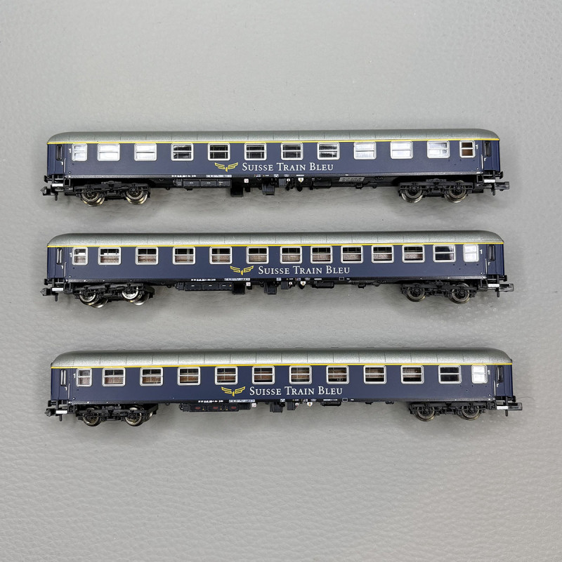 Coffret Set 1 voitures express Am et ABm Suisse Train Bleu compagnie privée, Ep. VI - FLEISCHMANN 6260078 - N 1/160