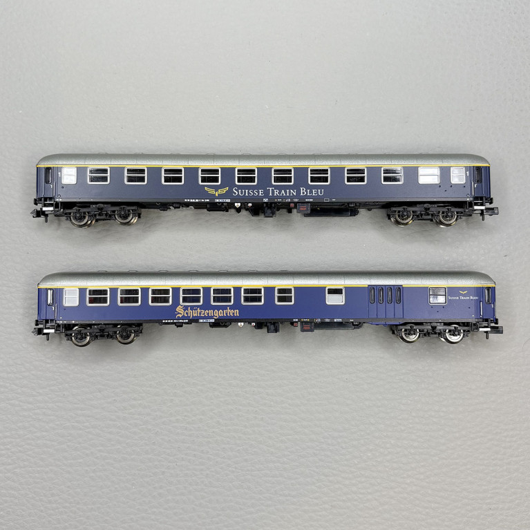 Coffret Set 2 voiture Am et wagon-bar WGm Schützengarten Suisse Train Bleu, Ep. VI - FLEISCHMANN 6260083 - N 1/160