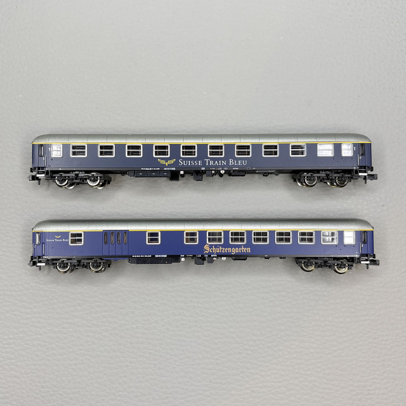 Coffret Set 2 voiture Am et wagon-bar WGm Schützengarten Suisse Train Bleu, Ep. VI - FLEISCHMANN 6260083 - N 1/160