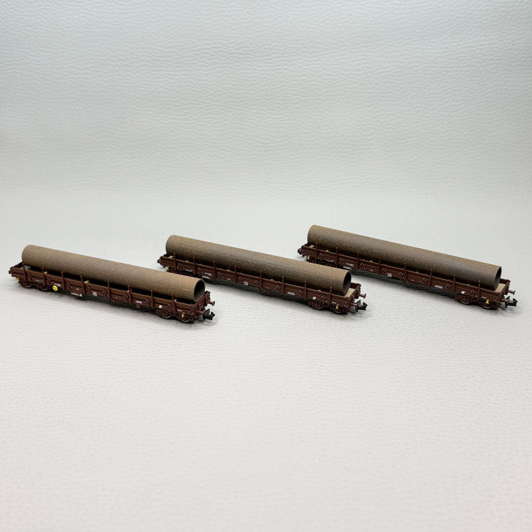 Coffret Set 1 wagons à ranchers type Res chargement tubes acier ÖBB, Ep. IV - FLEISCHMANN 6660142 - N 1/160