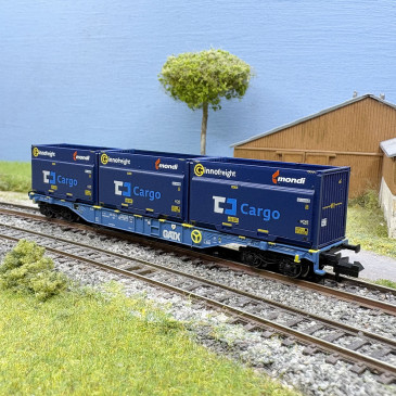 Wagon porte-conteneurs type Sgnss chargement 3 conteneurs Innofreight GATX Rail Austria, Ep. VI - MINITRIX 18434 - N 1/160