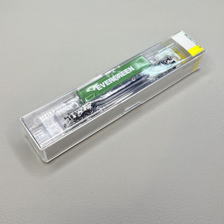 Wagon porte-conteneurs type Sgnss conteneur 40 pieds Evergreen RailRelease BV, Ep. VI - MINITRIX 18560 - N 1/160