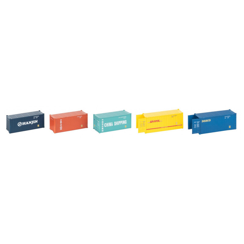 20' Conteneur, lot de 5 - Faller 182057 - HO 1/87