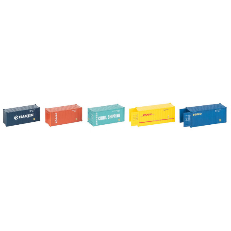 20' Conteneur, lot de 5 - Faller 182057 - HO 1/87