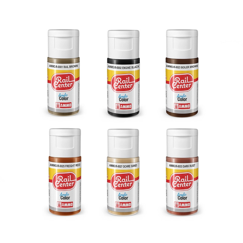 Set Peinture "Rails" - 6x20 ml Rail Center - AMMO MIG AMMO.R-3001