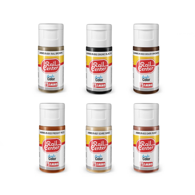 Set Peinture "Rails" - 6x20 ml Rail Center - AMMO MIG AMMO.R-3001