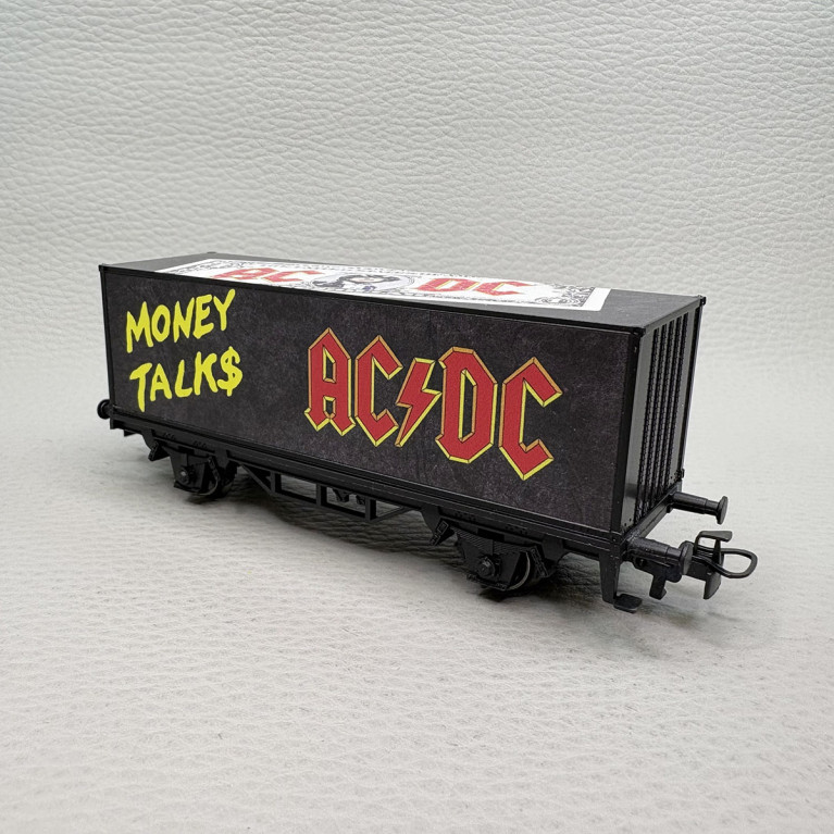 Wagon porte-conteneurs AC/DC Moneytalks édition collector Start up - MÄRKLIN 44832 - HO 1/87