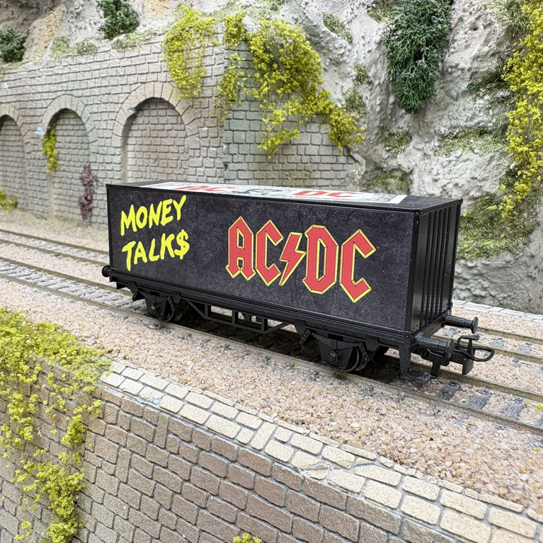 Wagon porte-conteneurs AC/DC Moneytalks édition collector Start up - MÄRKLIN 44832 - HO 1/87
