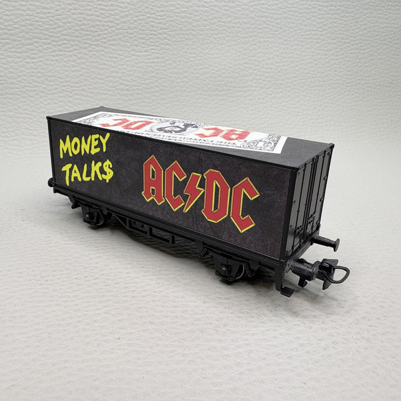 Wagon porte-conteneurs AC/DC Moneytalks édition collector Start up - MÄRKLIN 44832 - HO 1/87
