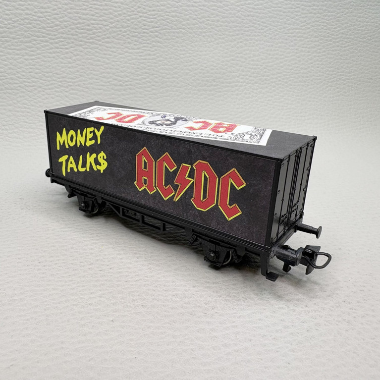 Wagon porte-conteneurs AC/DC Moneytalks édition collector Start up - MÄRKLIN 44832 - HO 1/87