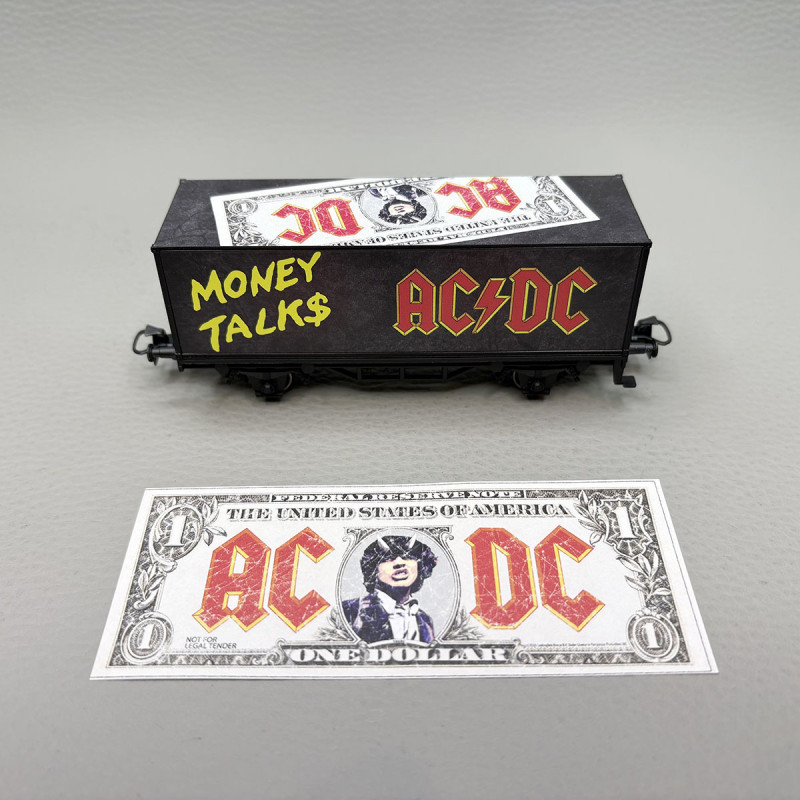 Wagon porte-conteneurs AC/DC Moneytalks édition collector Start up - MÄRKLIN 44832 - HO 1/87