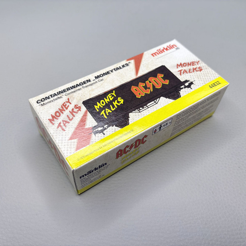 Wagon porte-conteneurs AC/DC Moneytalks édition collector Start up - MÄRKLIN 44832 - HO 1/87