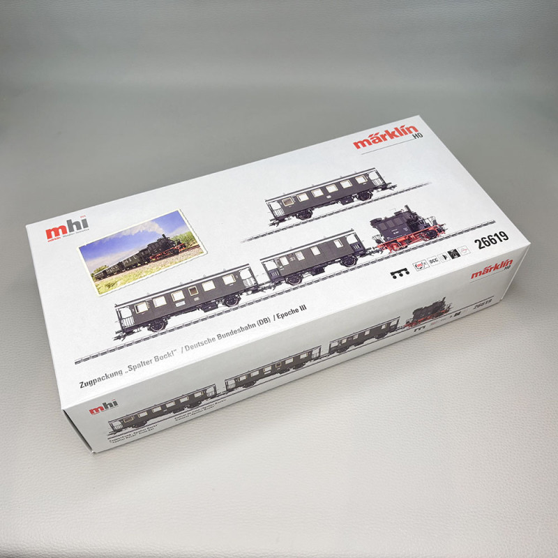 Coffret Spalter Bockl locomotive BR 98.3 Glaskasten et 3 voitures bavaroises DB, Ep. III - MÄRKLIN 26619 - HO 1/87