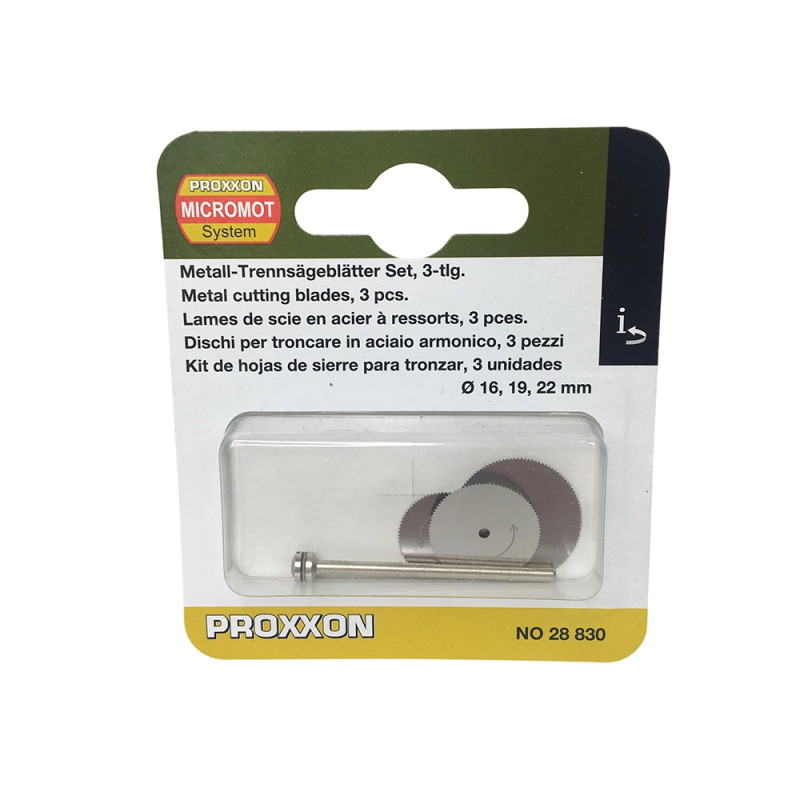 Disques à tronçonner en acier Ø 16, 19 et 22 mm - PROXXON 28830