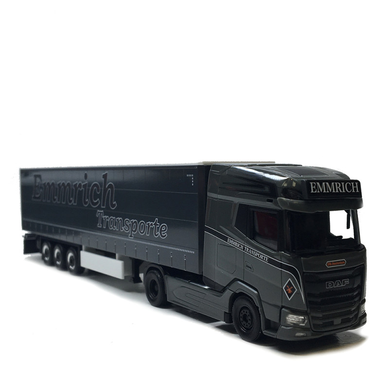 DAF XG+, camion semi-remorque bâchée, Emmrich Transporte - HERPA 320474  - HO 1/87
