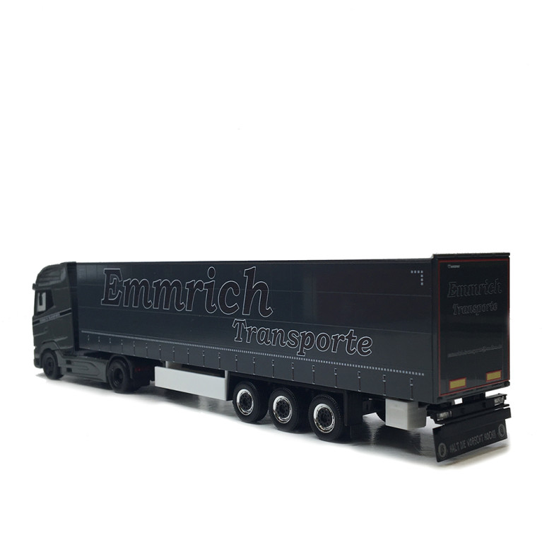 DAF XG+, camion semi-remorque bâchée, Emmrich Transporte - HERPA 320474  - HO 1/87