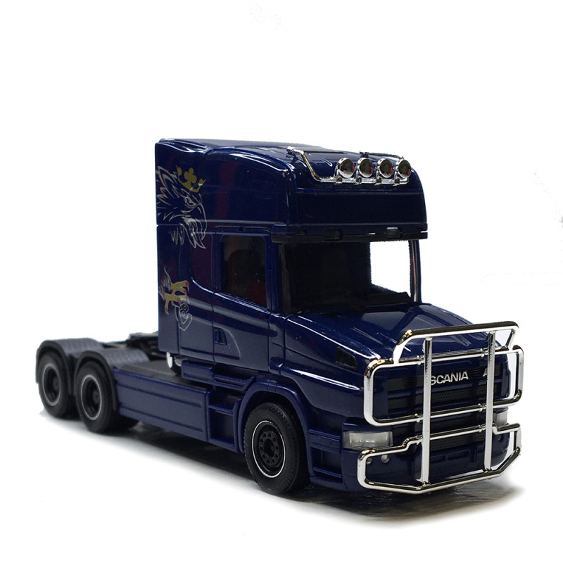 Scania Hauber 04 Topline, tracteur porteur, 3 essieux, bleu - HERPA 319423-002 - HO 1/87