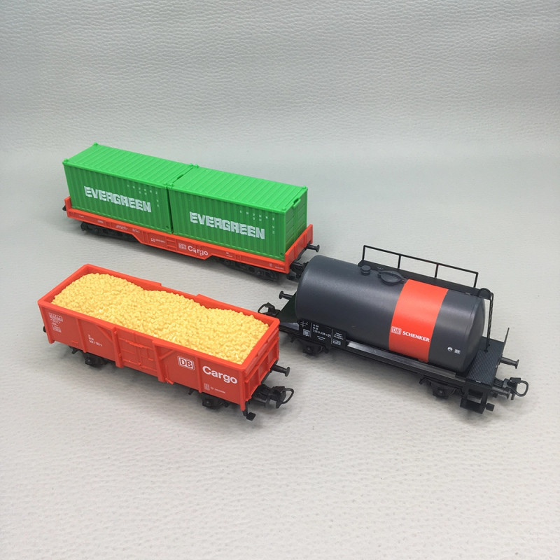 Coffret Start up 3 wagons DB Cargo tombereau citerne porte-conteneurs, Ep. VI - MÄRKLIN 44506 - HO 1/87