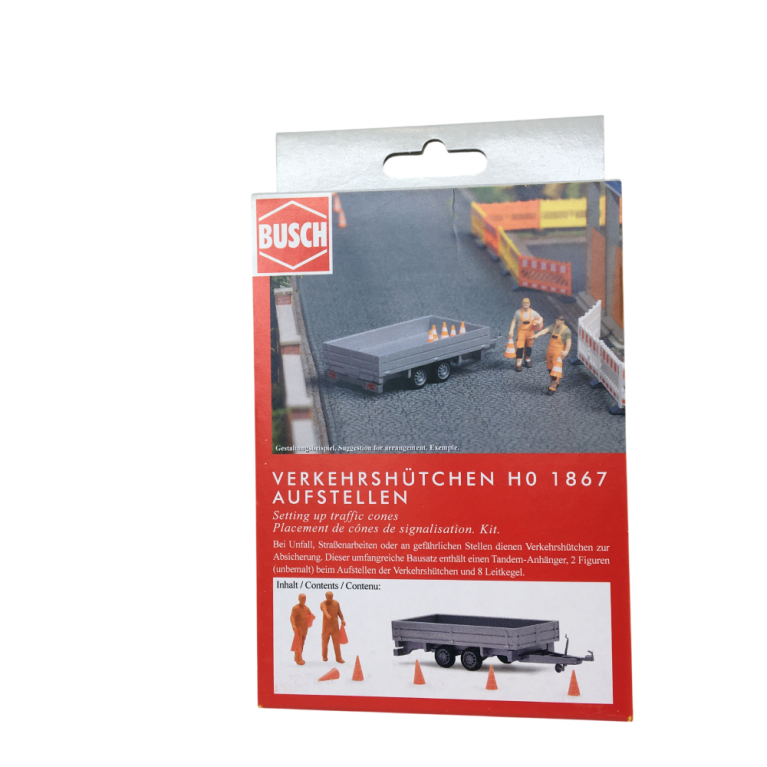Placement de cônes de signalisation - BUSCH 1867 - HO 1/87