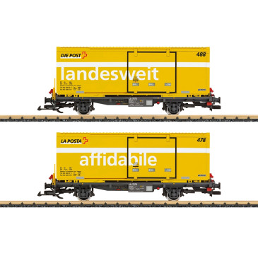 Coffret 2 wagons porte-conteneurs postaux Die Post RhB, Ep. VI - LGB 45886 - G 1/22.5