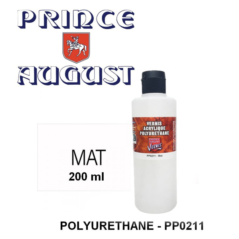 Vernis Acrylique polyurethane, 200ml, Mat - Prince August PP0211